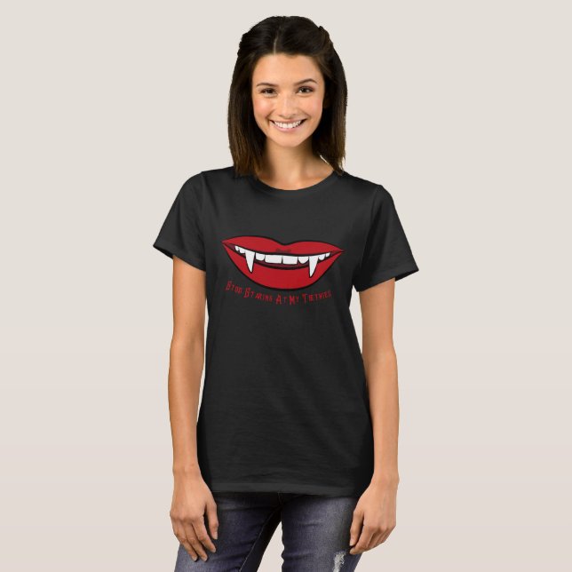 Vampire Lips Funny Gothic T-Shirt (Front Full)