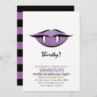 Vampire Lips Goth Birthday Party Invitation Card
