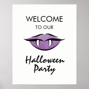 Vampire Lips Goth Halloween Party Welcome Sign