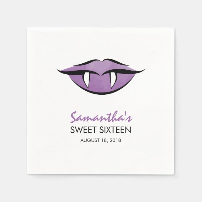 Vampire Lips Goth Sweet Sixteen Paper Napkins (Front)