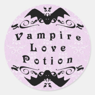 Vampire Love Potion Halloween Round Stickers