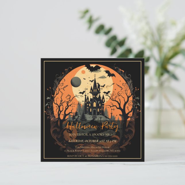 Vampire Manor Halloween Party Invitation (Standing Front)