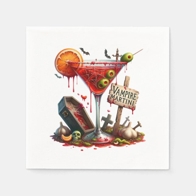 Vampire Martini Halloween Paper  Napkin (Front)