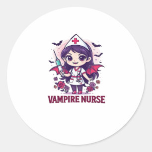 Vampire Nurse Shirt � Funny Halloween Medical Work Classic Round Sticker