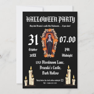Vampire partie halloween - Black Invitation card