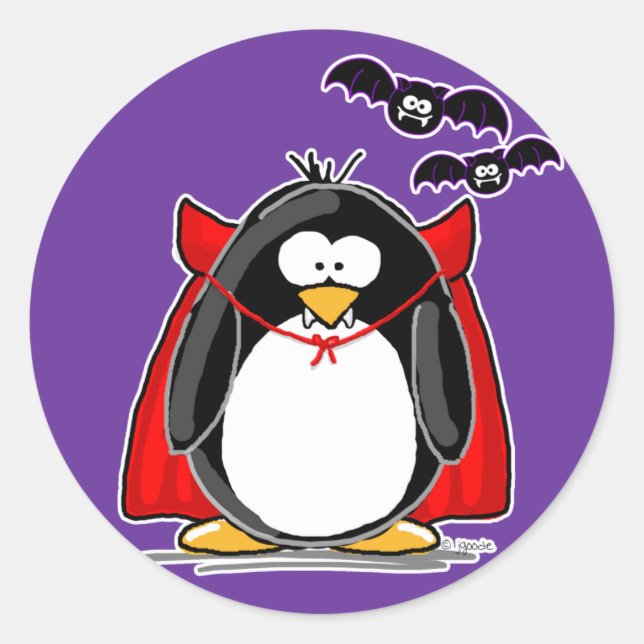 Vampire Penguin Classic Round Sticker (Front)