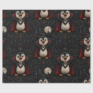 Vampire penguin wrapping paper birthdays Christmas