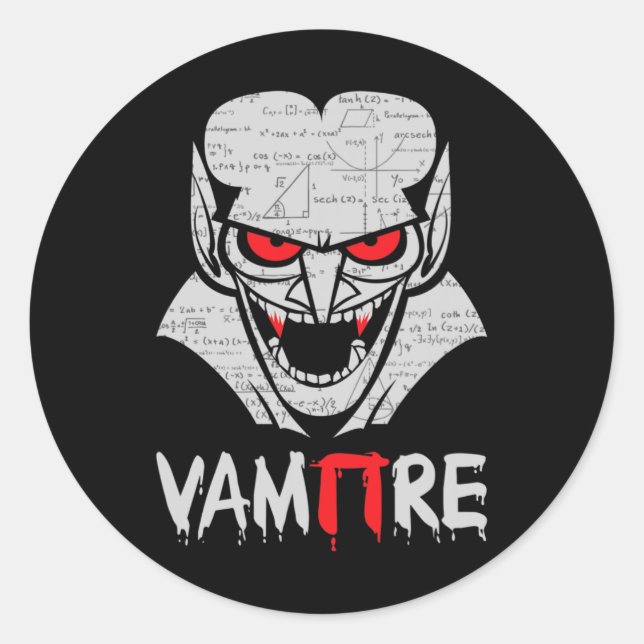 Vampire Pi Halloween Costume Funny Math Science Te Classic Round Sticker (Front)