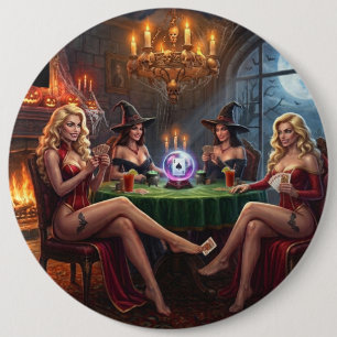 Vampire Poker Ghouls Just Wanna Have Fun 6 Inch Round Button