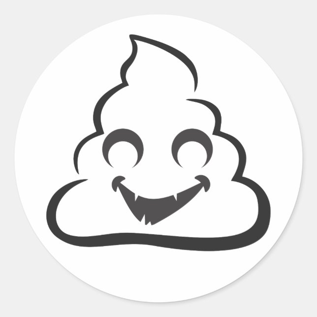 Vampire Poop Emoji (black & white) Stickers (Front)