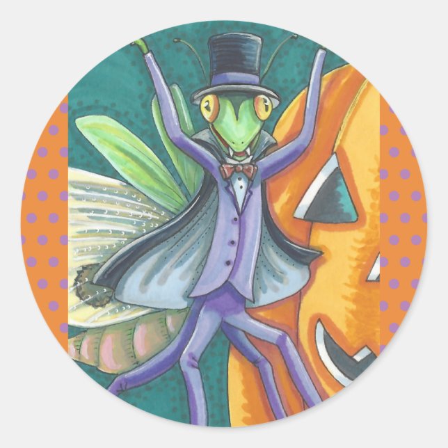 VAMPIRE PRAYING MANTIS BUG STICKERS SHEET Round (Front)