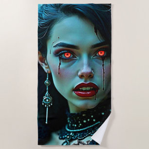 Vampire Queen: Dark Allure Art Beach Towel