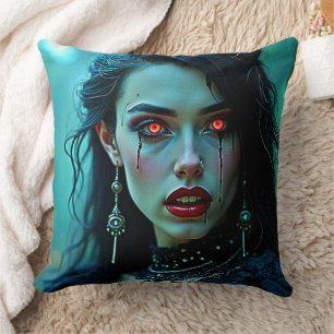 Vampire Queen: Dark Allure Art Throw Pillow