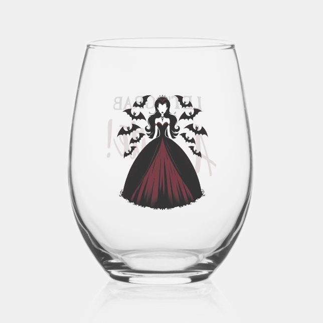 Vampire Queen Halloween Stemless Wine Glass (Back)