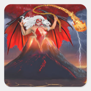 Vampire Rebel Girl:  Volcano Escape Square Sticker