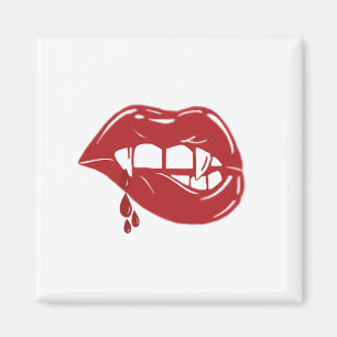 Vampire Red Lips Dripping Blood Magnet