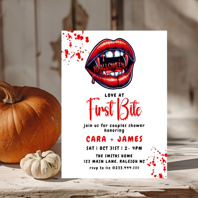 Vampire Red Lips Halloween Couples Shower Invitation (Creator Uploaded)