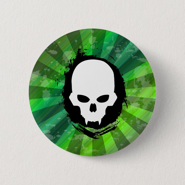 Vampire Skull 2 Inch Round Button (Front)