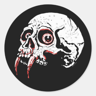 Vampire Skull Classic Round Sticker