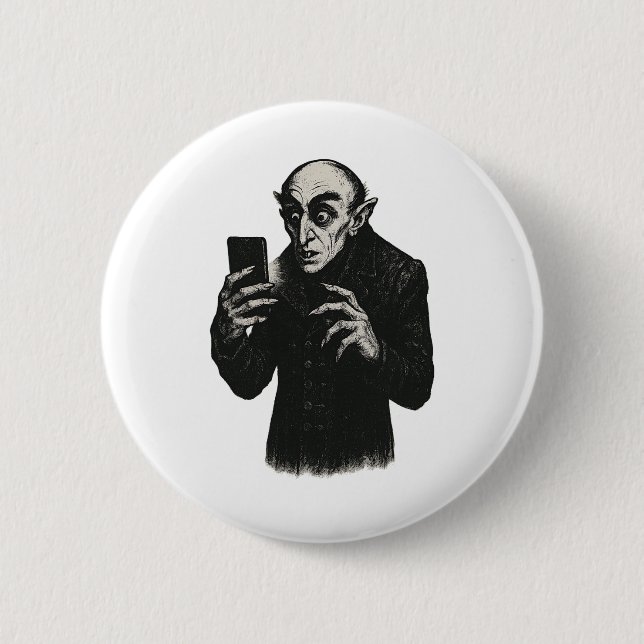 Vampire Smartphone Nosferatu Selfie Count Orlok Ha 2 Inch Round Button (Front)