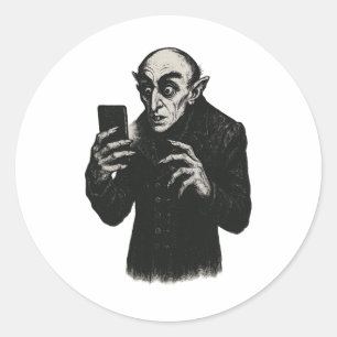Vampire Smartphone Nosferatu Selfie Count Orlok Ha Classic Round Sticker
