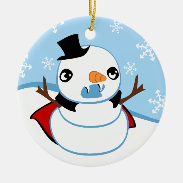 Vampire Snowman Ceramic Ornament (Front)