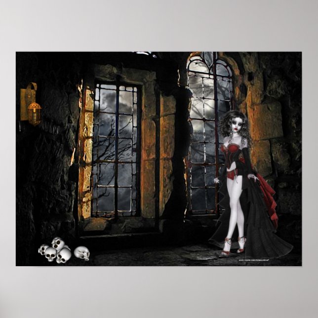 Vampire Standing in the Window Light Poster Print (Front)