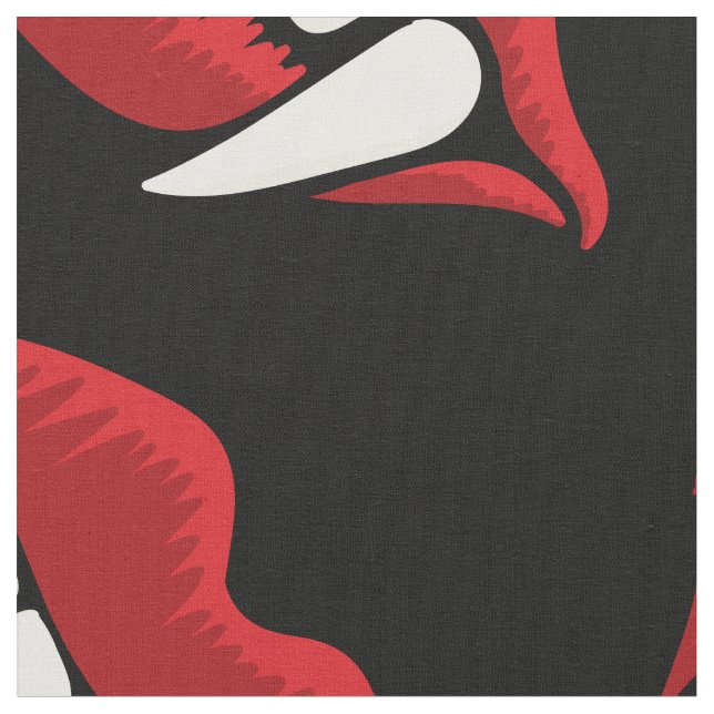 Vampire Teeth Funny Halloween Fabric (Close Up)