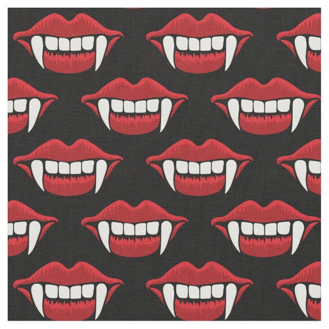 Vampire Teeth Funny Halloween Fabric (Close Up)