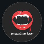 Vampire Teeth Halloween Dracula Fangs Sticker<br><div class="desc">Customize with any text.</div>