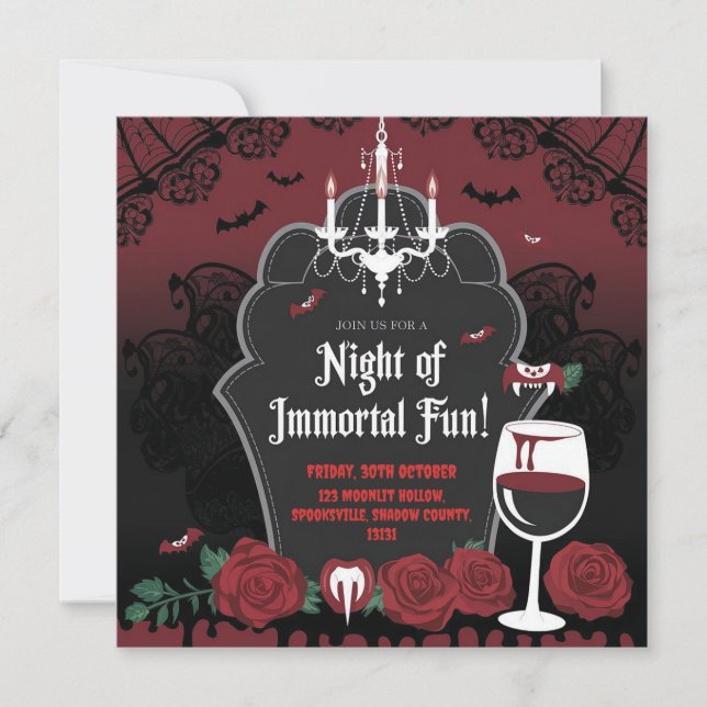 Vampire-Themed Halloween Invitation  (Front)