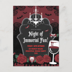 Vampire-Themed Halloween Invitation Postcard