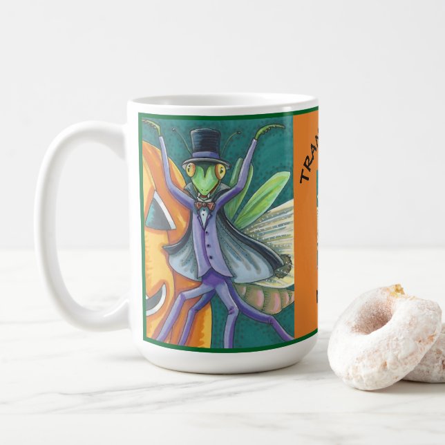VAMPIRE TRANSYLVANIA MANTIS, HALLOWEEN BUG MUG (With Donut)