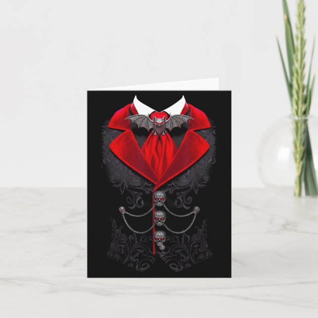 Vampire Tuxedo Funny Halloween Costume Card (Front)