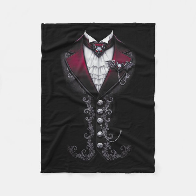 Vampire Tuxedo Funny Halloween Costume Fleece Blanket (Front)
