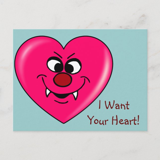 Vampire Valentine: Give your heart to me Holiday Postcard (Front)