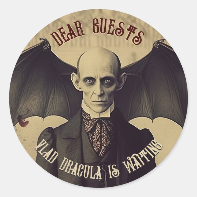 Vampire Vintage Dracula Halloween Classic Round Sticker (Front)