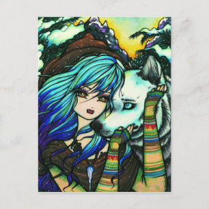 Vampire Werewolf Snow Fantasy Fairy Art Postcard