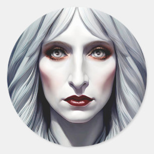 Vampire Witch Woman Fantasy Dark art  Classic Round Sticker