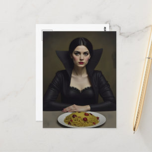 Vampire With a Pasta Dinner Postcard