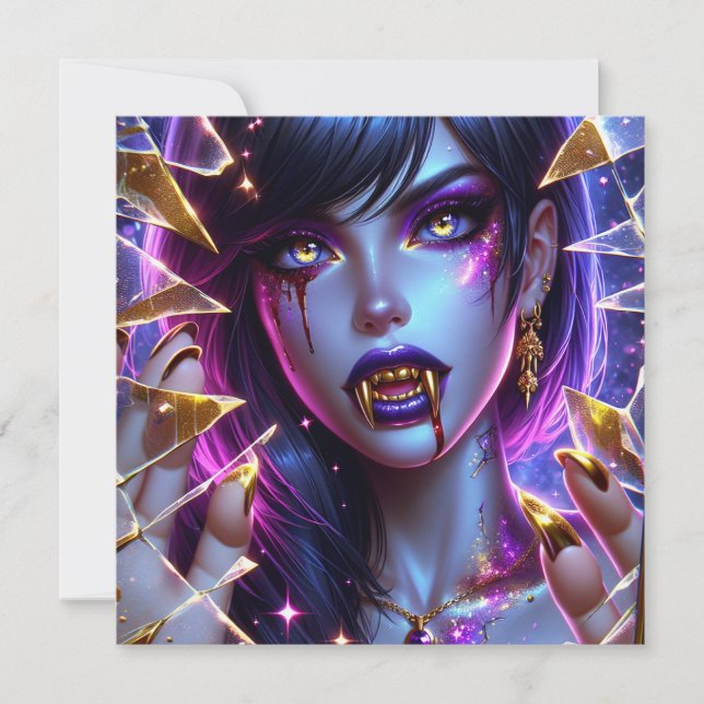 Vampire with Gold Fangs Halloween Party (Front)