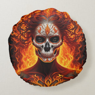 Vampire women and fire skull,2 design on 1  pillow