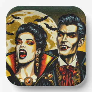 Vampires and Bats Halloween Party  Paper Plate