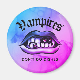 Vampires Don't Do Dishes Funny Vaporwave Magnet
