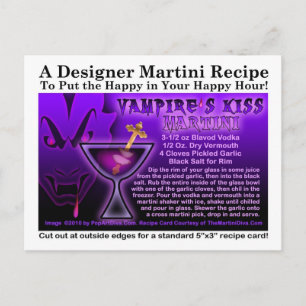 Vampire's Kiss Martini Recipe Postcard