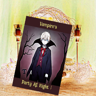 Vampires Party All Night Fang-tastic Spooky Creepy Holiday Card