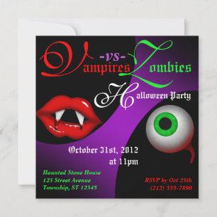 Vampires vs Zombies Halloween Party Invitations