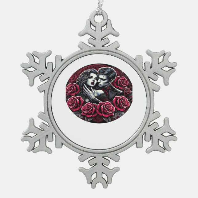 Vampiric Gothic Romance – Till Death Do Us In Clas Snowflake Pewter Christmas Ornament (Front)