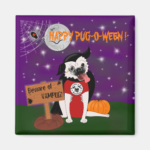 Vampug: Vampire Pug Halloween Refrigerator Magnet