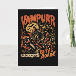 Vampurr Bites Again Halloween Vampire Cat Lovers Card